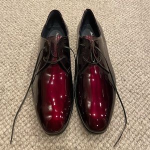 Salvatore Ferragamo patent leather oxblood dress shoes. Size 10